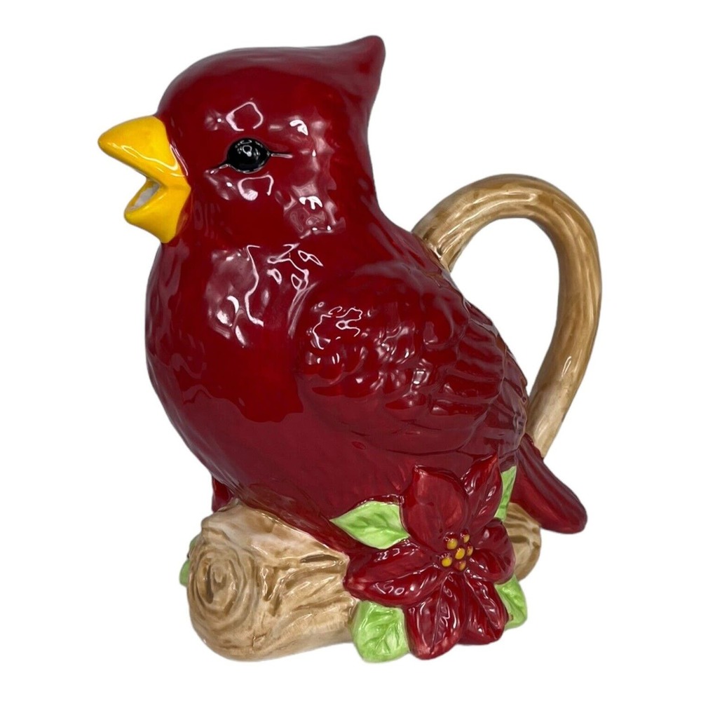 Home Accents Cardinal Pitcher "Christmas Day" New W/O Box 9"x6"x5.5" Red Holiday